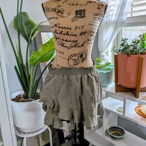 Olive Green Ruffled Women's Skort